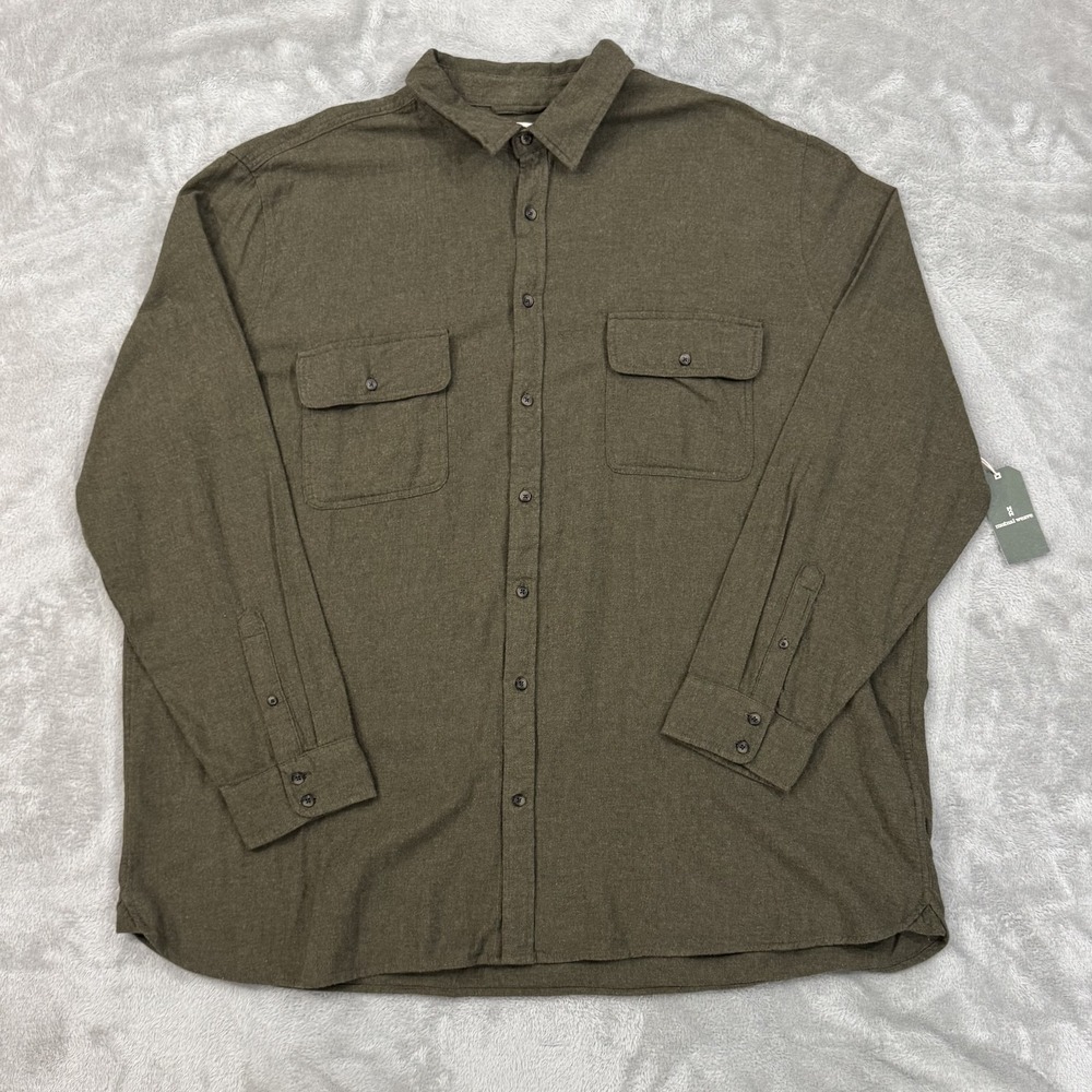 NWT Mutual Weave Shirt‎ Jacket Mens 3XLT Green Chamois Flannel Shacket Soft Warm